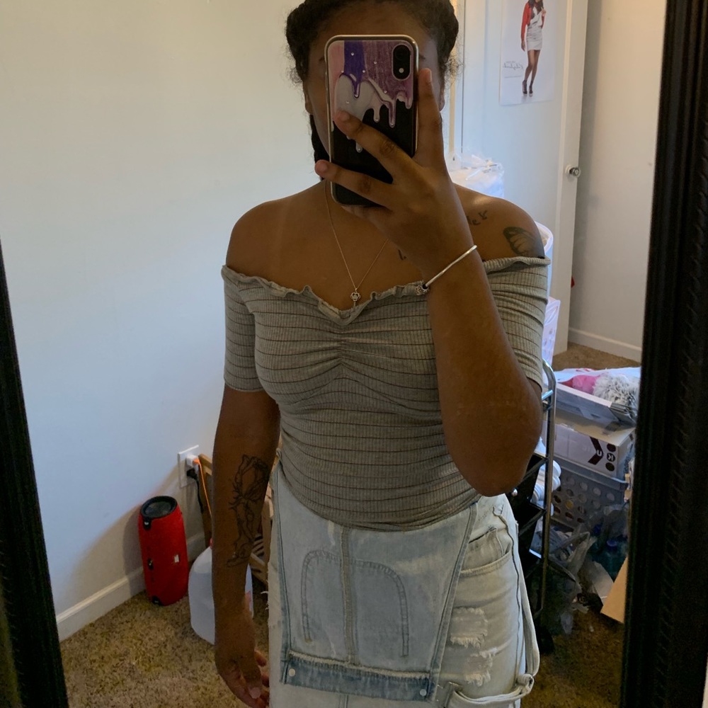 Striped off the shoulder top